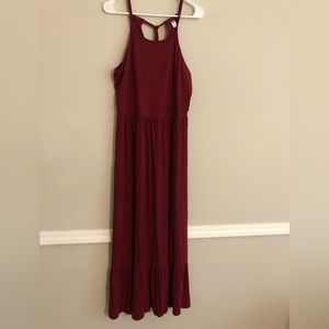 Maroon/Red dress with ruffle hem